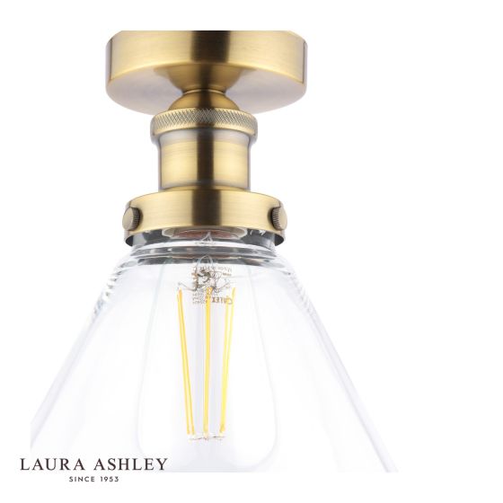 Där Lighting Laura Ashley Isaac Semi-Flush Antique Brass And Glass