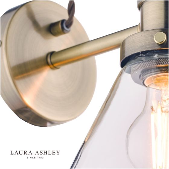 Där Lighting Laura Ashley Isaac Wall Light Antique Brass Glass