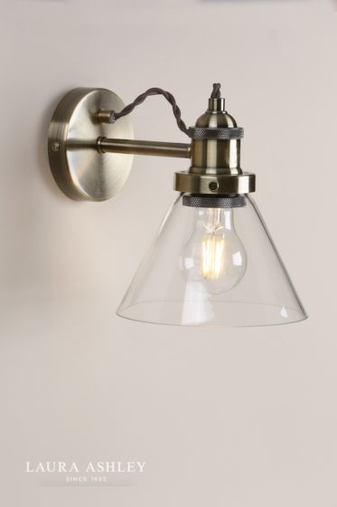 Där Lighting Laura Ashley Isaac Wall Light Antique Brass Glass