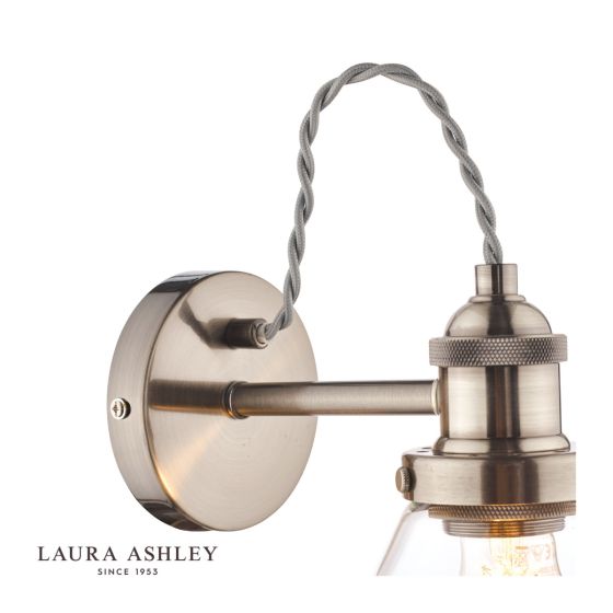 Där Lighting Laura Ashley Isaac Wall Light Satin Nickel Glass