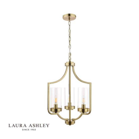 Där Lighting Laura Ashley Joseph 3lt Chandelier Antique Brass Glass