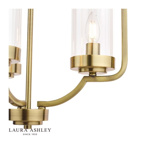 Där Lighting Laura Ashley Joseph 3lt Chandelier Antique Brass Glass
