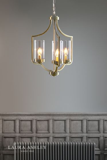 Där Lighting Laura Ashley Joseph 3lt Chandelier Antique Brass Glass