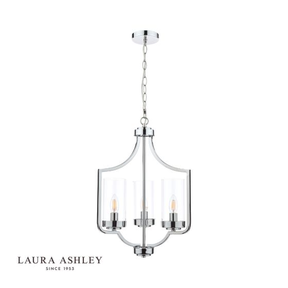 Där Lighting Laura Ashley Joseph 3lt Chandelier Polished Chrome Glass