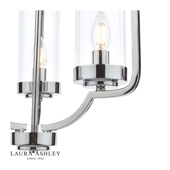 Där Lighting Laura Ashley Joseph 3lt Chandelier Polished Chrome Glass