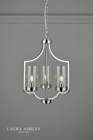 Där Lighting Laura Ashley Joseph 3lt Chandelier Polished Chrome Glass