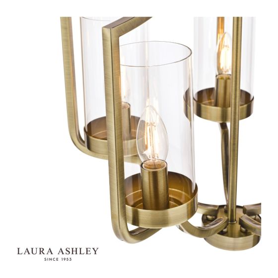 Där Lighting Laura Ashley Joseph 5lt Chandelier Antique Brass Glass