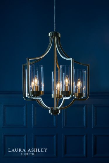 Där Lighting Laura Ashley Joseph 5lt Chandelier Antique Brass Glass