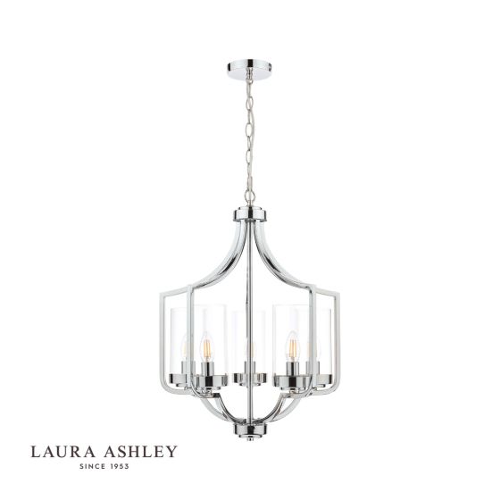 Där Lighting Laura Ashley Joseph 5lt Chandelier Polished Chrome Glass