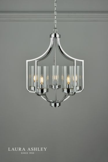 Där Lighting Laura Ashley Joseph 5lt Chandelier Polished Chrome Glass