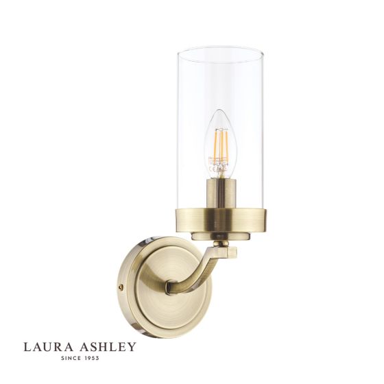 Där Lighting Laura Ashley Joseph Wall Light Antique Brass Glass