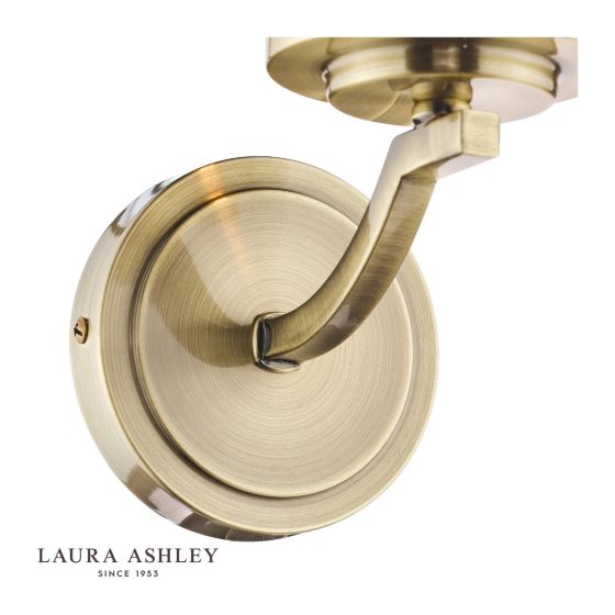 Där Lighting Laura Ashley Joseph Wall Light Antique Brass Glass