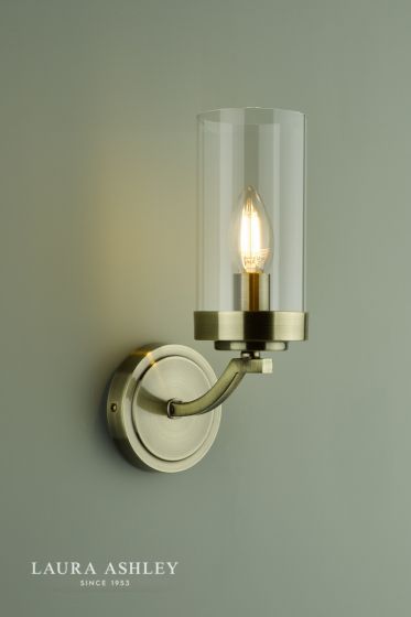 Där Lighting Laura Ashley Joseph Wall Light Antique Brass Glass
