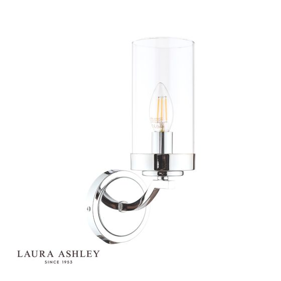 Där Lighting Laura Ashley Joseph Wall Light Polished Chrome Glass