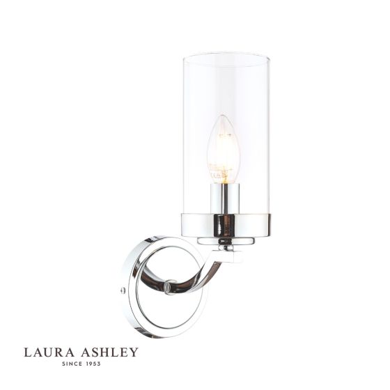 där lighting Laura Ashley Joseph Wall Light Polished Chrome Glass
