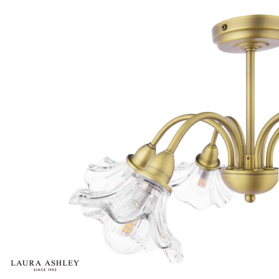 Där Lighting Laura Ashley Kerswell 6 Light Semi-Flush Matt Antique Brass And Glass