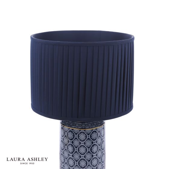 Där Lighting Laura Ashley Knipton Table Lamp Blue Ceramic And Antique Brass With Shade