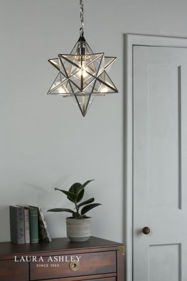 Där Lighting Laura Ashley Large Star Pendant Silver Glass