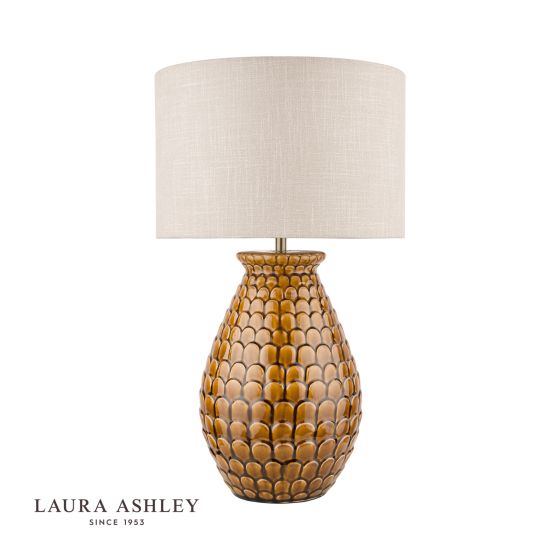 Där Lighting Laura Ashley Liza Ceramic Table Lamp Orange With Shade