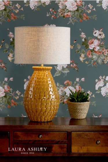 Där Lighting Laura Ashley Liza Ceramic Table Lamp Orange With Shade