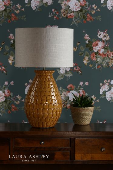 Där Lighting Laura Ashley Liza Ceramic Table Lamp Orange With Shade