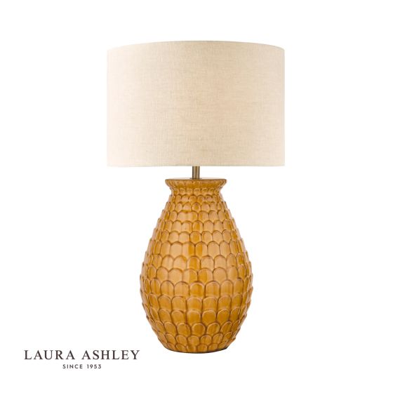 där lighting Laura Ashley Liza Ceramic Table Lamp Orange With Shade