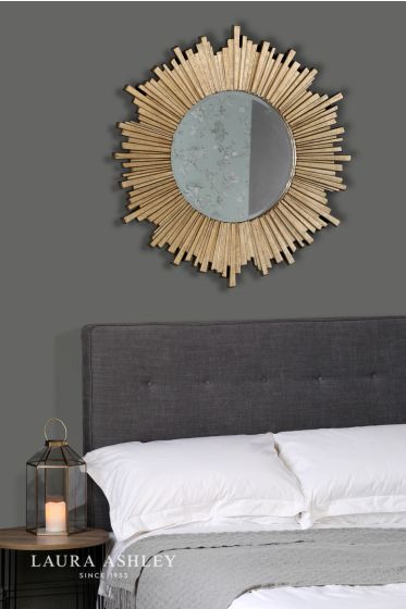 Där Lighting Laura Ashley Lovell Round Mirror Champagne 99cm