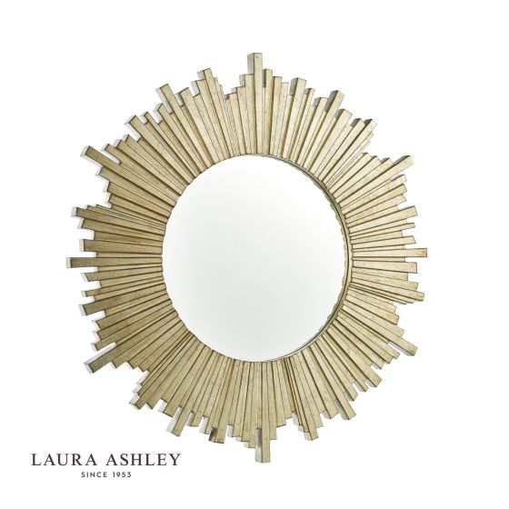 där lighting Laura Ashley Lovell Round Mirror Champagne 99cm