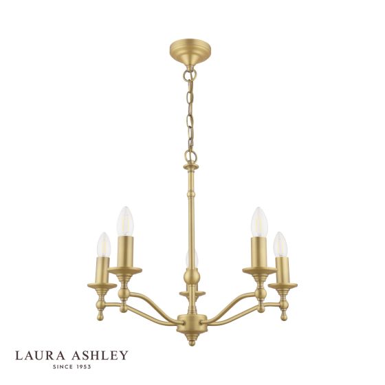Där Lighting Laura Ashley Ludchurch 5 Light Armed Pendant Matt Antique Brass Fitting Only