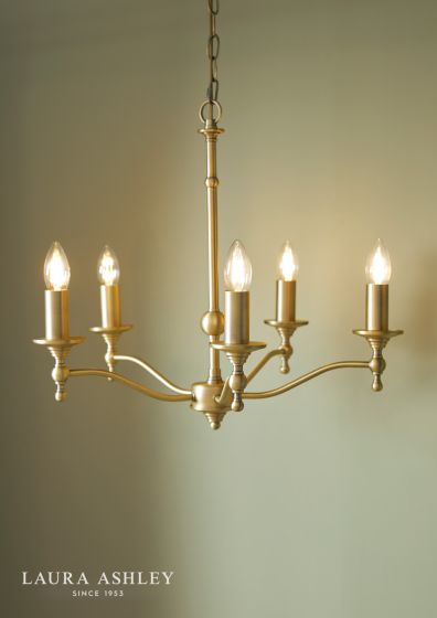 Där Lighting Laura Ashley Ludchurch 5 Light Armed Pendant Matt Antique Brass Fitting Only