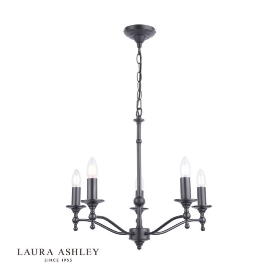 där lighting Laura Ashley Ludchurch 5 Light Chandelier Industrial Black Fitting Only
