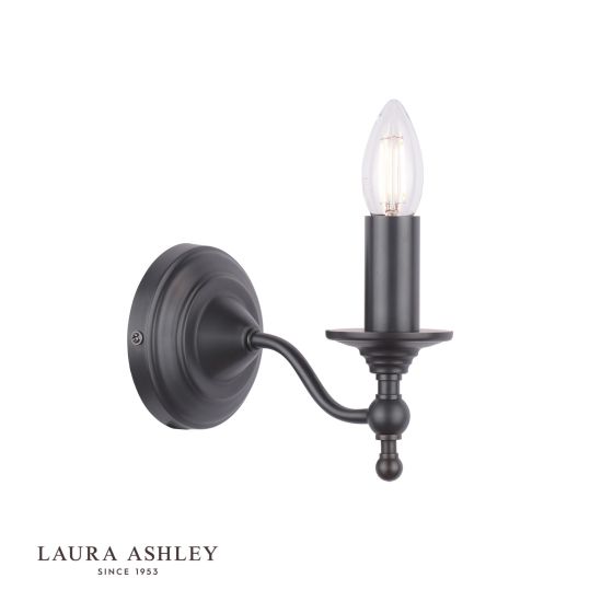där lighting Laura Ashley Ludchurch Single Wall Light Industrial Black Bracket Only