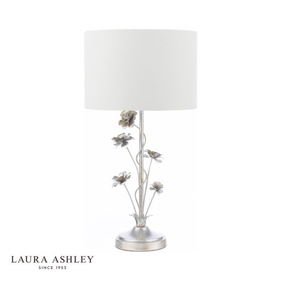 Där Lighting Laura Ashley Lyndale Table Lamp Distressed Silver Leaf And Cream With Shade