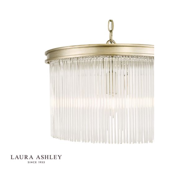 Där Lighting Laura Ashley Manon 3lt Pendant Champagne Clear Glass
