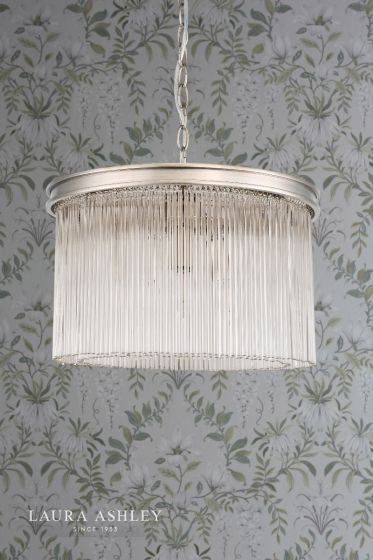 Där Lighting Laura Ashley Manon 3lt Pendant Champagne Clear Glass