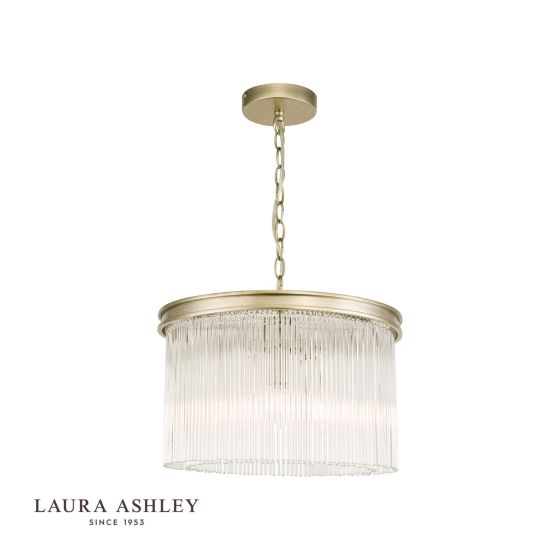 där lighting Laura Ashley Manon 3lt Pendant Champagne Clear Glass
