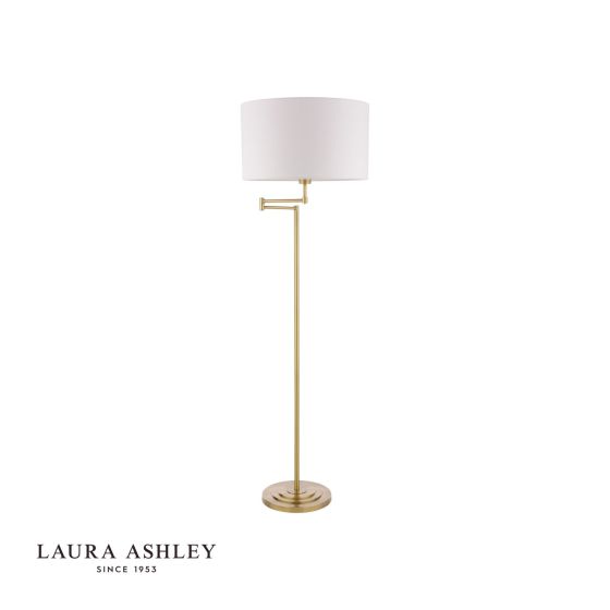 Där Lighting Laura Ashley Marlowe Floor Lamp Antique Brass With Shade