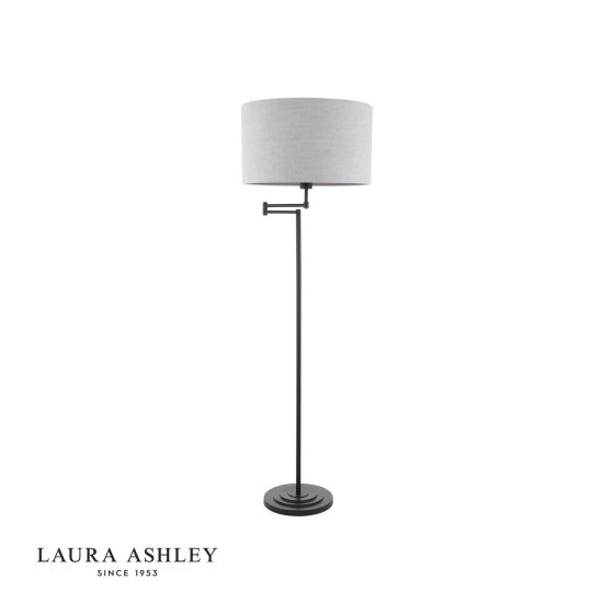 Där Lighting Laura Ashley Marlowe Floor Lamp Matt Black With Shade