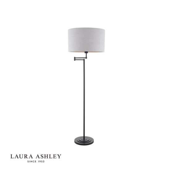 där lighting Laura Ashley Marlowe Floor Lamp Matt Black With Shade