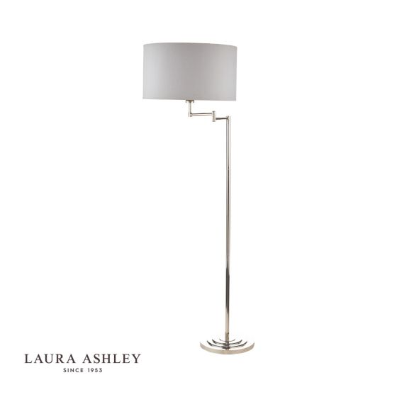 Där Lighting Laura Ashley Marlowe Swing Arm Floor Lamp Polished Nickel With Shade