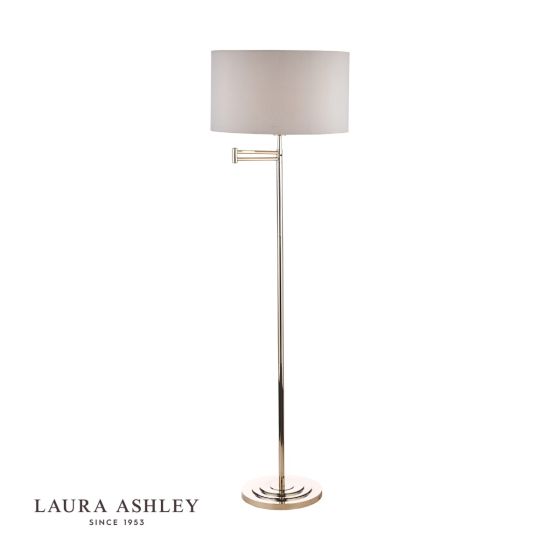Där Lighting Laura Ashley Marlowe Swing Arm Floor Lamp Polished Nickel With Shade