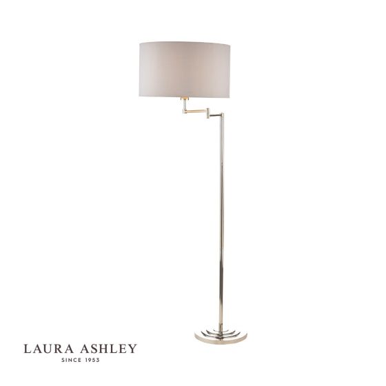 där lighting Laura Ashley Marlowe Swing Arm Floor Lamp Polished Nickel With Shade