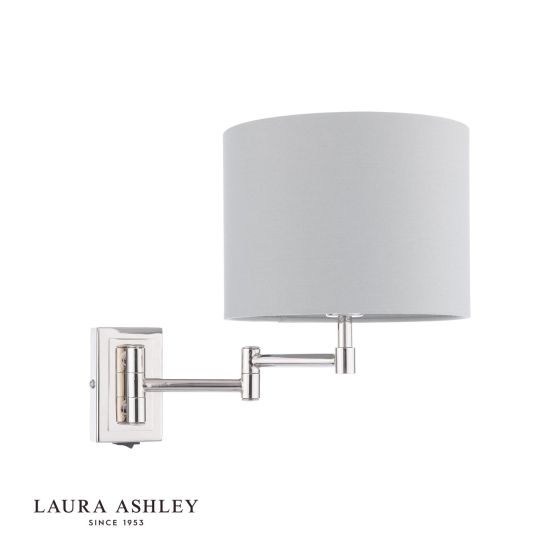 Där Lighting Laura Ashley Marlowe Wall Light Polished Nickel With Shade