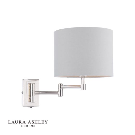 där lighting Laura Ashley Marlowe Wall Light Polished Nickel With Shade