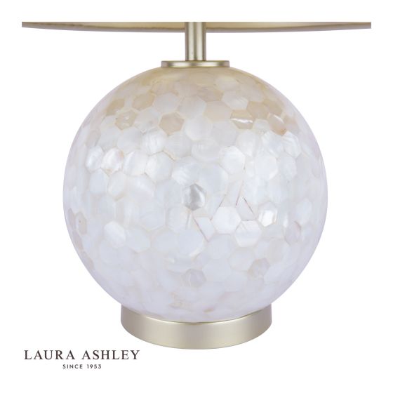 Där Lighting Laura Ashley Mathern Table Lamp Cream Shell & Champagne With Shade