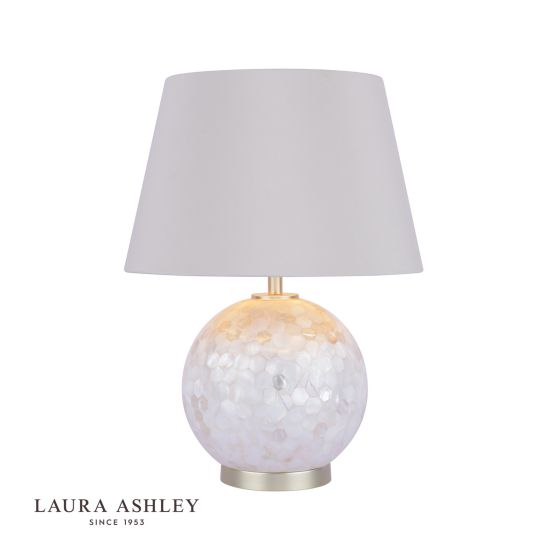 där lighting Laura Ashley Mathern Table Lamp Cream Shell & Champagne With Shade