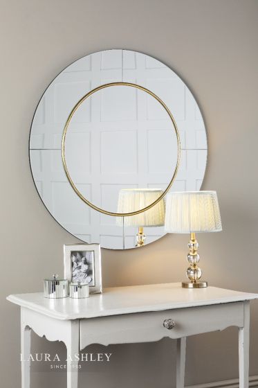 Där Lighting Laura Ashley Maya Round Mirror Mottled GoldDetail 90cm