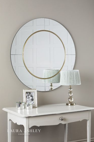 Där Lighting Laura Ashley Maya Round Mirror Mottled GoldDetail 90cm