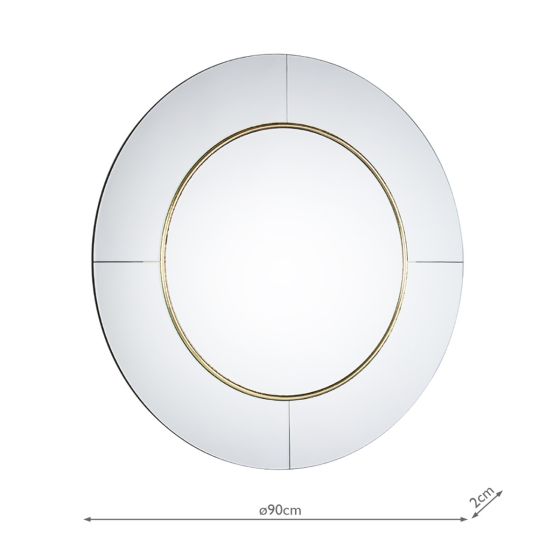 Där Lighting Laura Ashley Maya Round Mirror Mottled GoldDetail 90cm