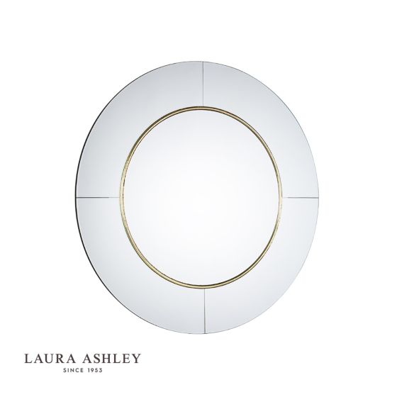 där lighting Laura Ashley Maya Round Mirror Mottled GoldDetail 90cm